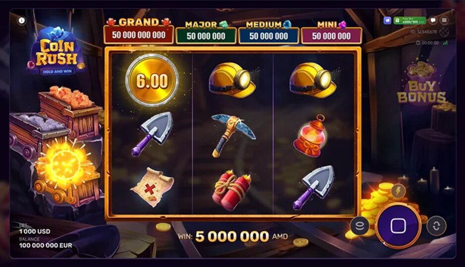 Coin Rush Progress Carts and bonus